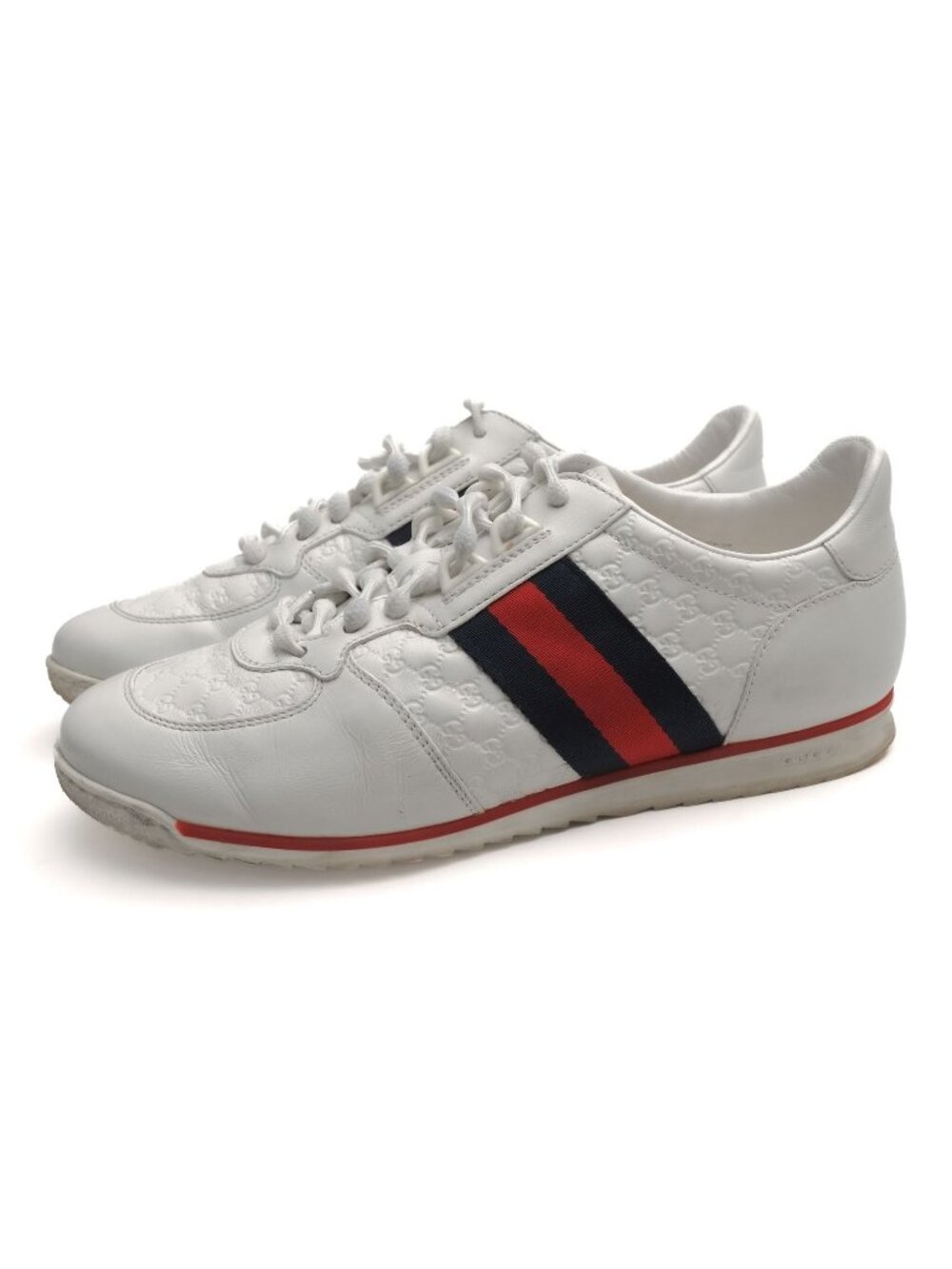 Gucci Sneakers Low Cut Leather White Upper Rubber Sole Milo Soft Microgu
